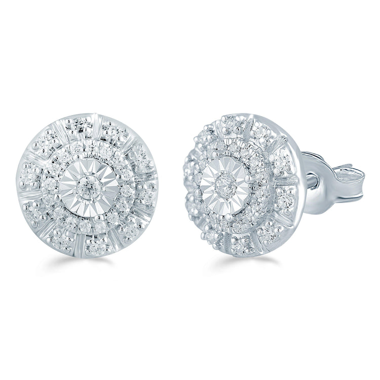 1/4Ct TW Diamond Cluster Earring Set In Sterling Silver - Fifth and Fine