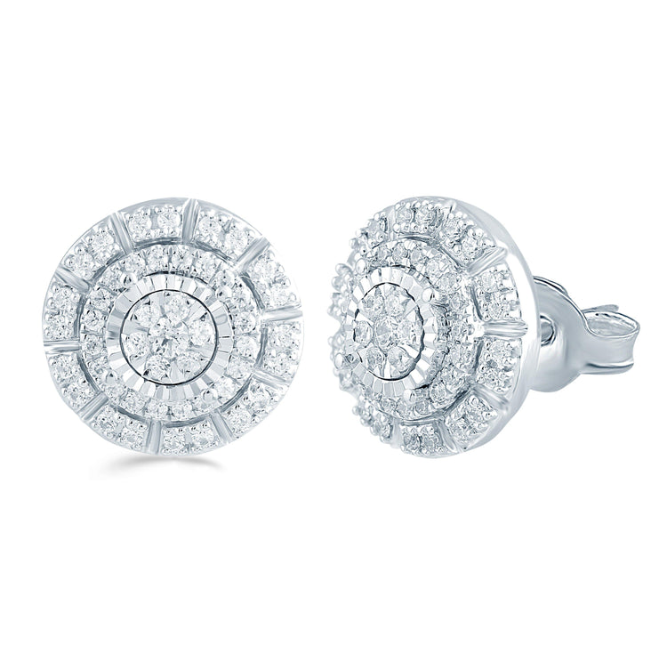 1/2Ct TW Diamond Cluster Earring Set In Sterling Silver - Fifth and Fine