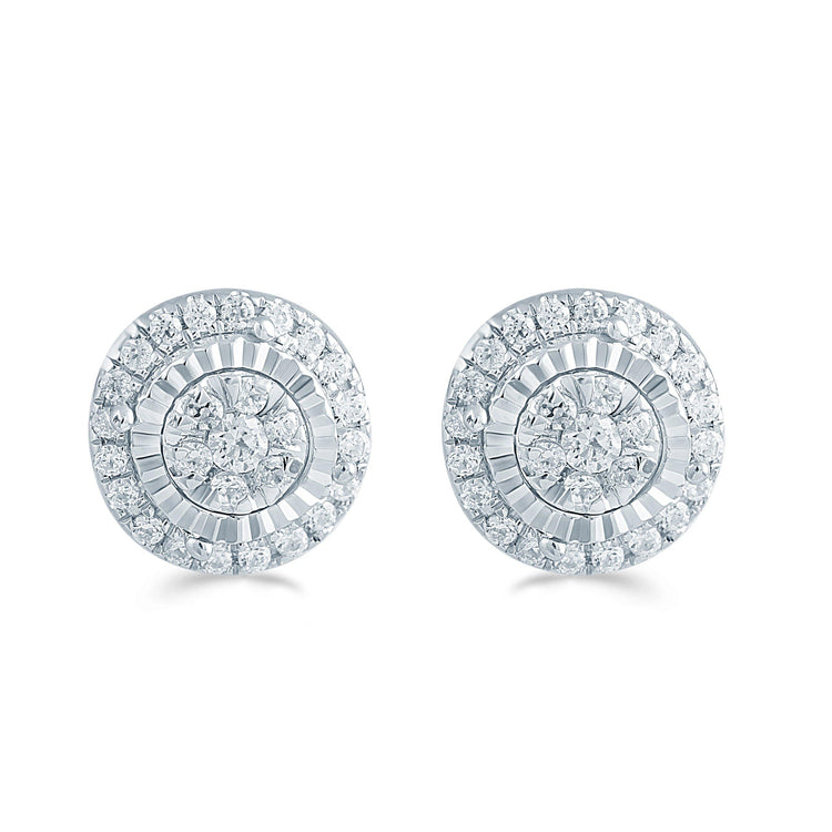 1/5CtTW Diamond Round  Cluster Stud Earring in Sterling Silver - Fifth and Fine