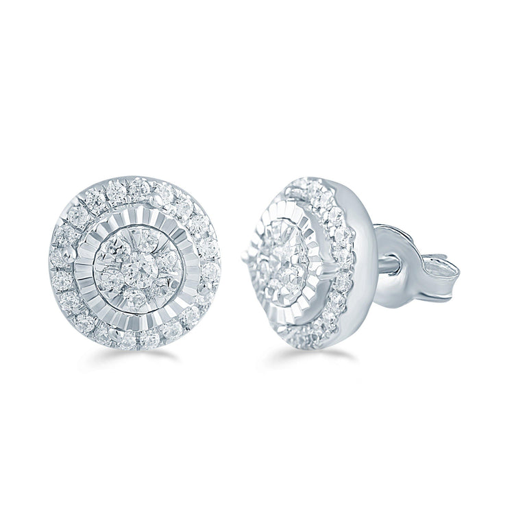 1/5CtTW Diamond Round  Cluster Stud Earring in Sterling Silver - Fifth and Fine