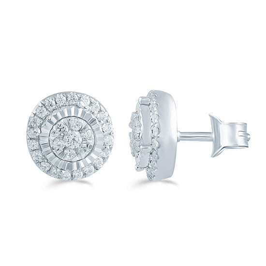 1/5CtTW Diamond Round  Cluster Stud Earring in Sterling Silver - Fifth and Fine