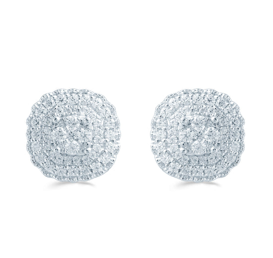 1/2 Cttw Diamond Layer Cluster Earring Set In Sterling Silver