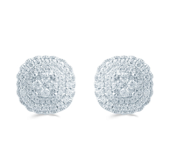 Fifth and Fine 1/2 Cttw Diamond Layer Cluster Earring Set In Sterling Silver