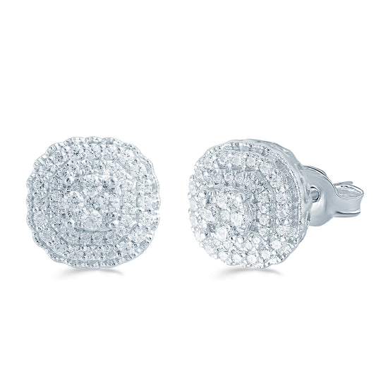 1/2 Cttw Diamond Layer Cluster Earring Set In Sterling Silver