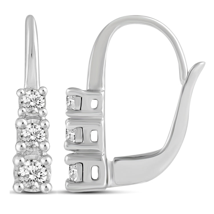 1/4 Cttw Diamond Trilogy Hoop Earrings set in 925 Sterling Silver