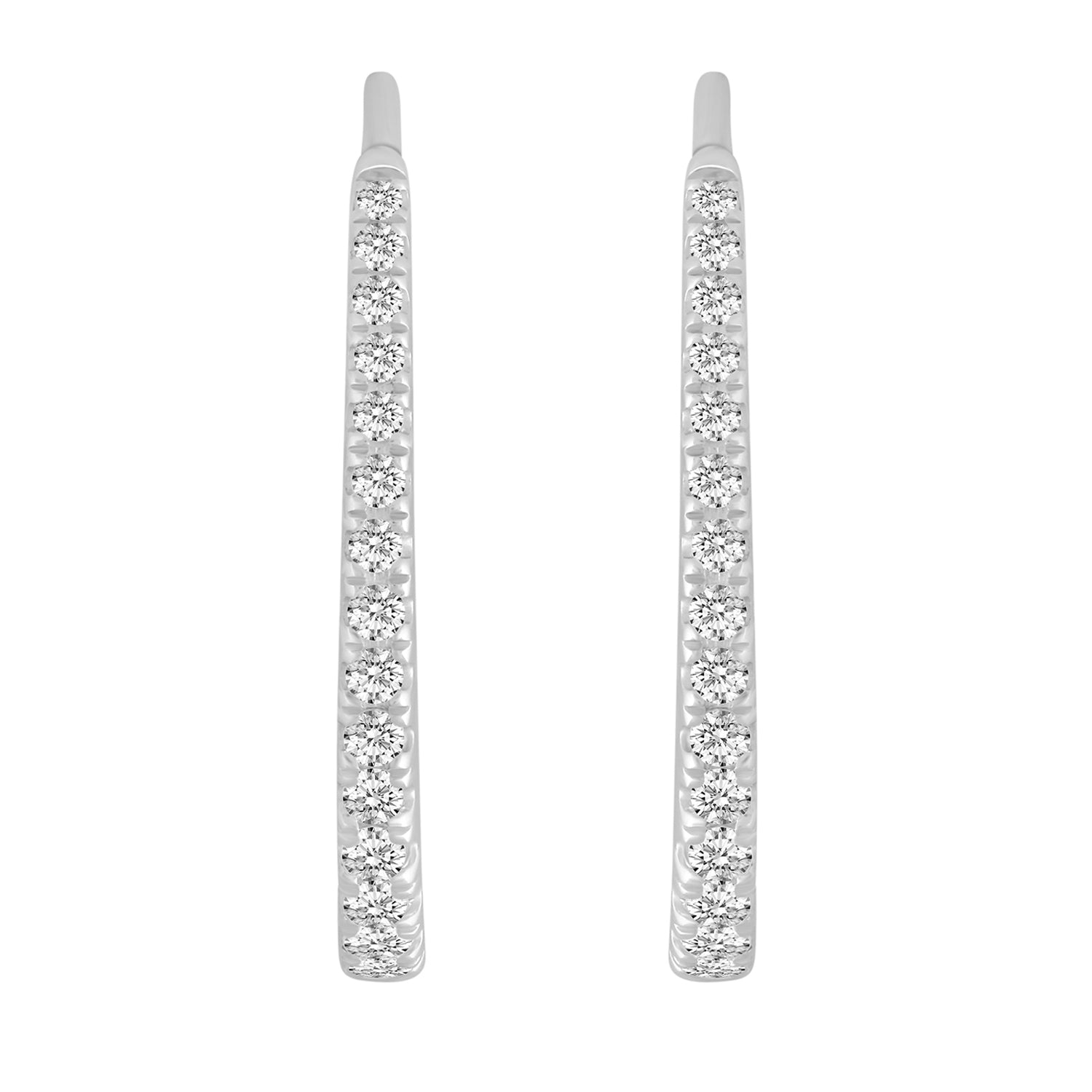 1/2 Ctw Diamond Dainty Hoop Earrings in 925 Sterling Silver