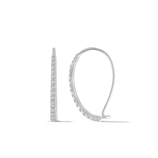 1/2 Ctw Diamond Dainty Hoop Earrings in 925 Sterling Silver