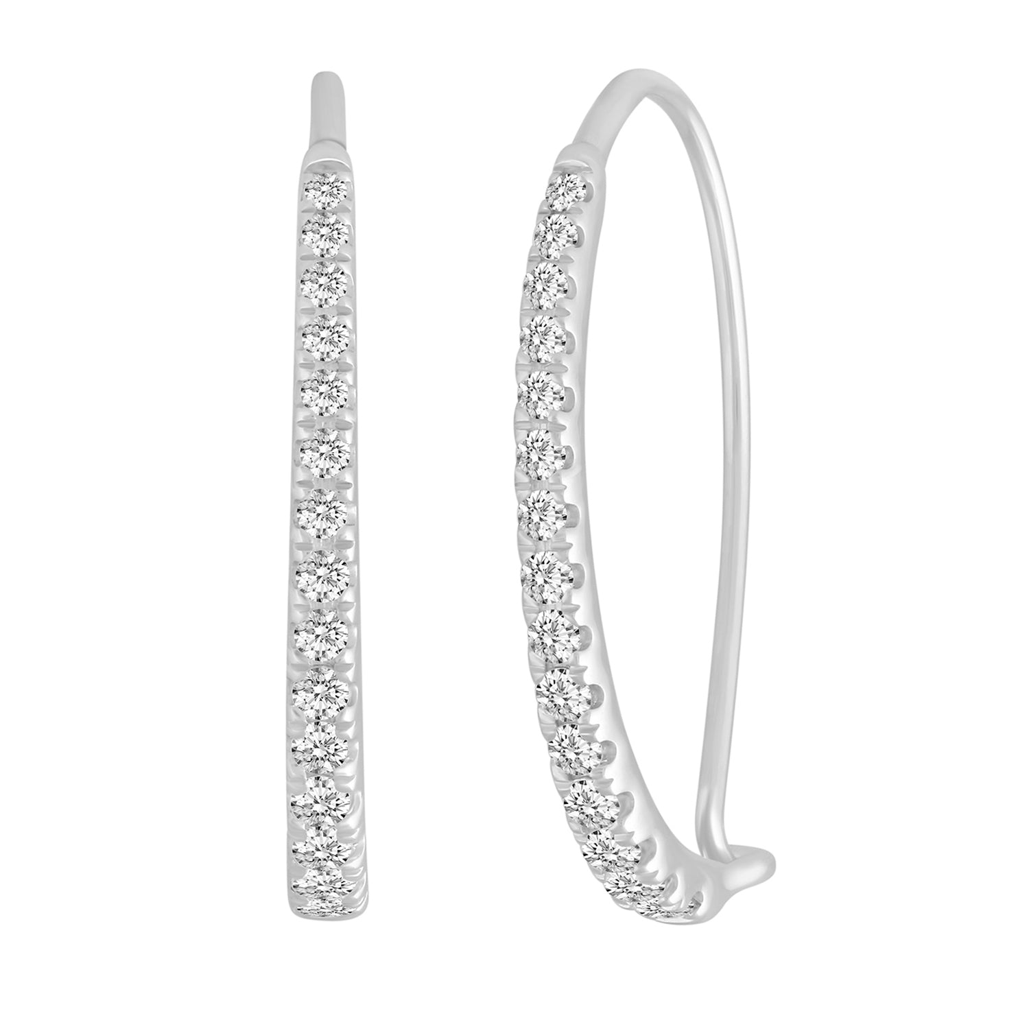 1/2 Ctw Diamond Dainty Hoop Earrings in 925 Sterling Silver