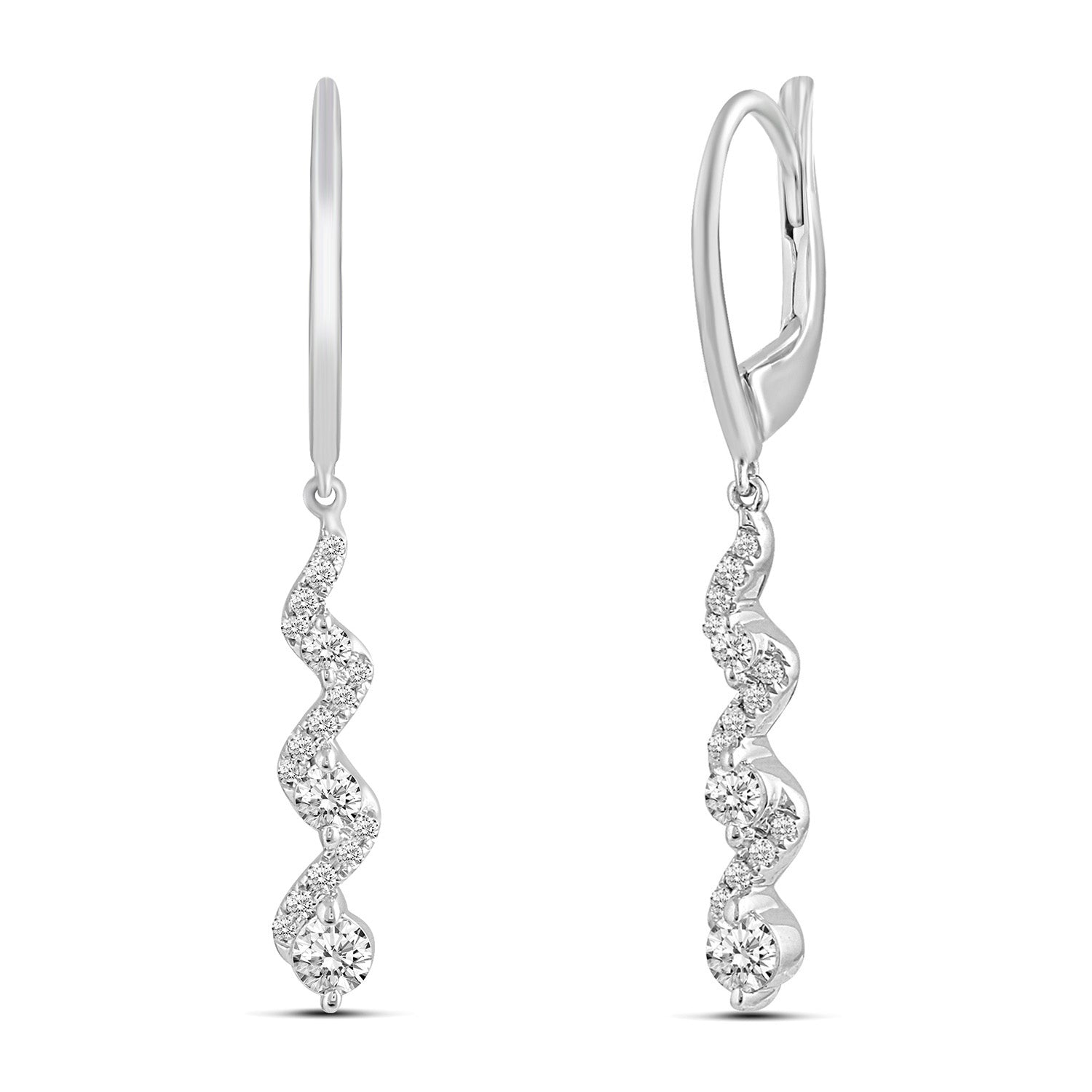 1/2 Ctw Diamond Twist Drop Dangle Earrings in 925 Sterling Silver