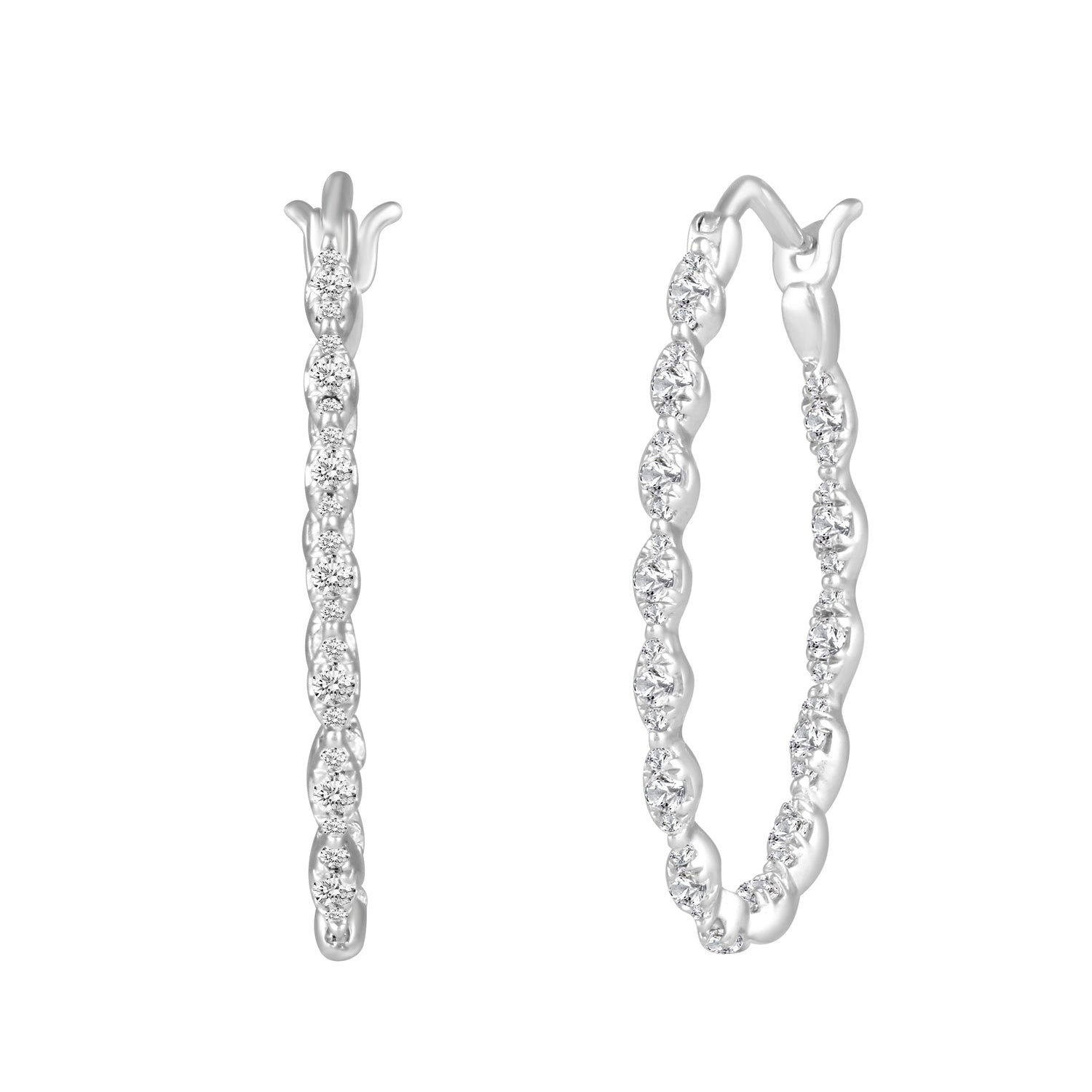 1/2 Cttw 14K Gold (I1-I2 Clarity) Diamond Infinity Inside-Out Hoop Earrings
