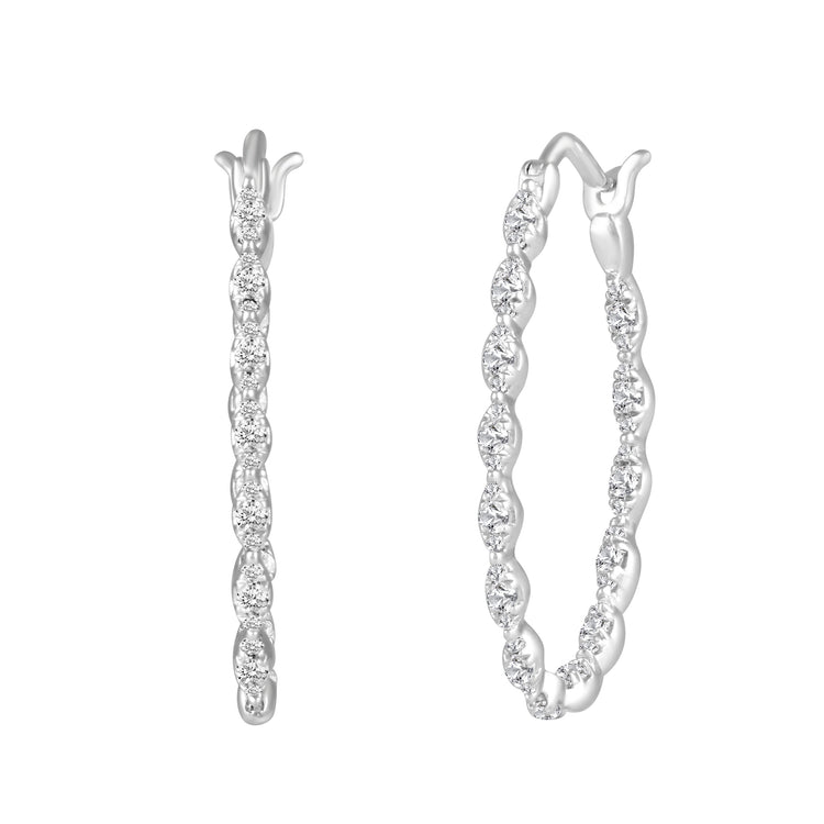 1/2 Cttw 14K Gold (I1-I2 Clarity) Diamond Infinity Inside-Out Hoop Earrings