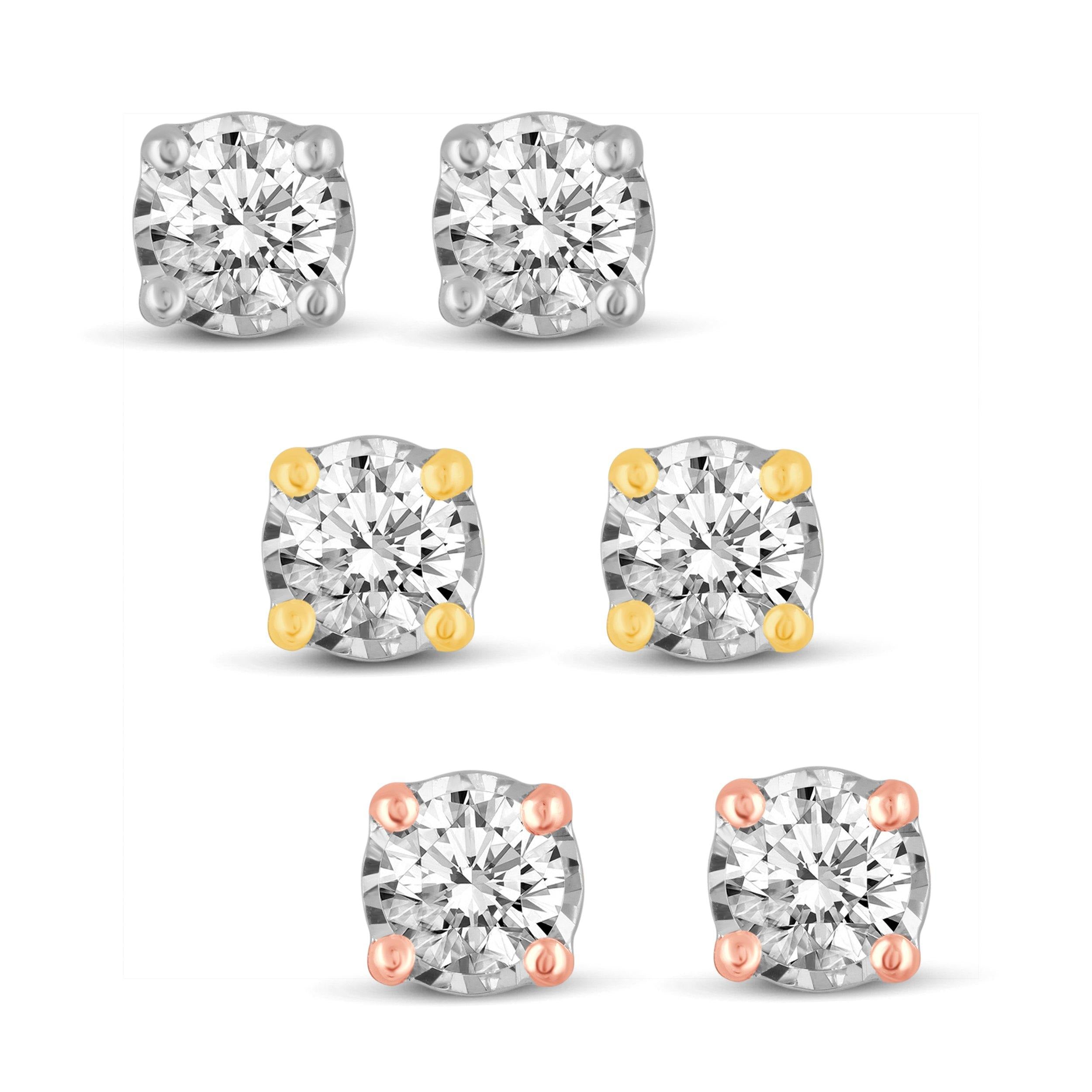 セール特価 Jewelry 14kw .05ct. SI3 G-I Diamond Stud Thread on off