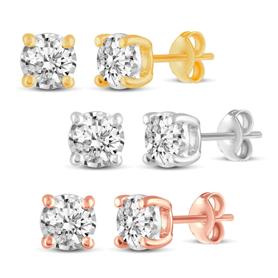 3/8Cttw Diamond Stud Earrings Set In 14K Gold. Your choice In White, Yellow Or Rose Gold - Fifth and Fine