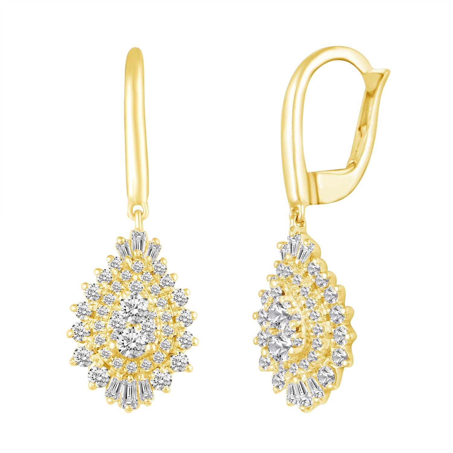 14K White/Yellow/Rose Gold 1 Cttw (I1-I2 Clarity) Diamond Pear Teardrop Dangle Earrings