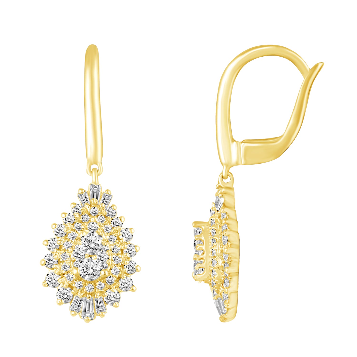14K White/Yellow/Rose Gold 1 Cttw (I1-I2 Clarity) Diamond Pear Teardrop Dangle Earrings