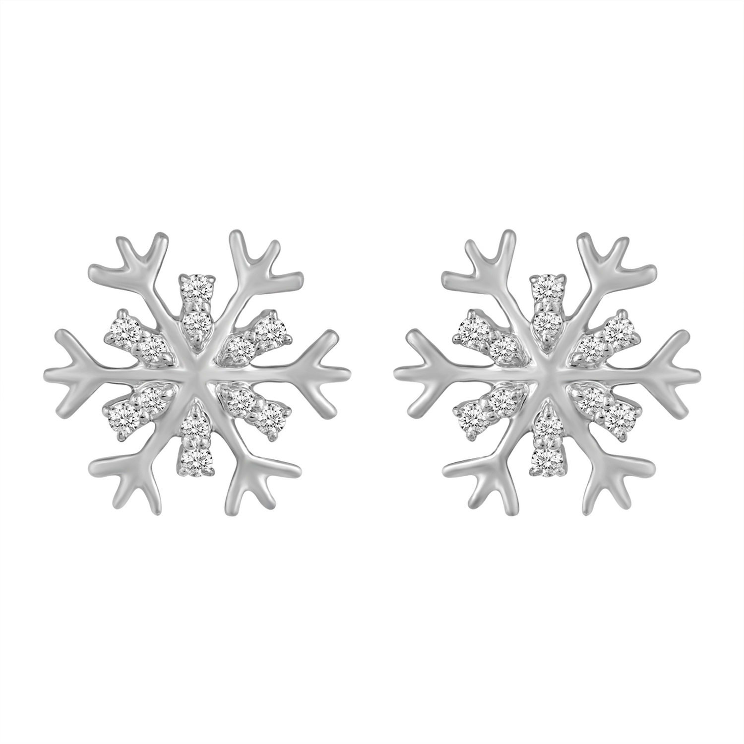 1/6 Carat SnowFlake Diamond Stud Earrings for Women Girls in 925 Sterling Silver