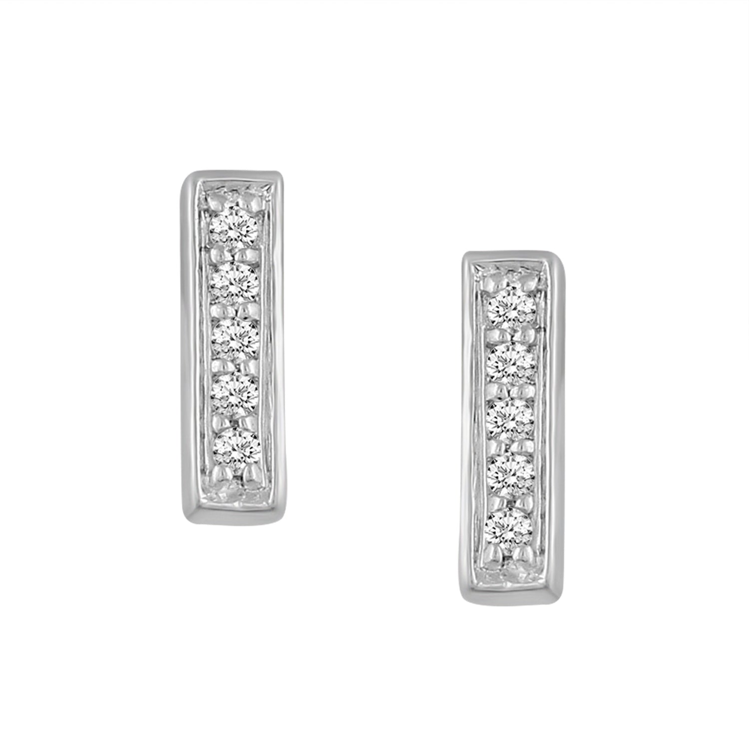 1/20 Ctw Natural Diamonds Bar Dainty Earrings in 925 Sterling Silver