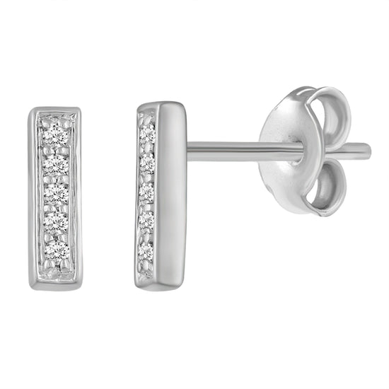 Fifth and Fine 1/20 Ctw Natural Diamonds Bar Earrings in 925 Sterling Silver