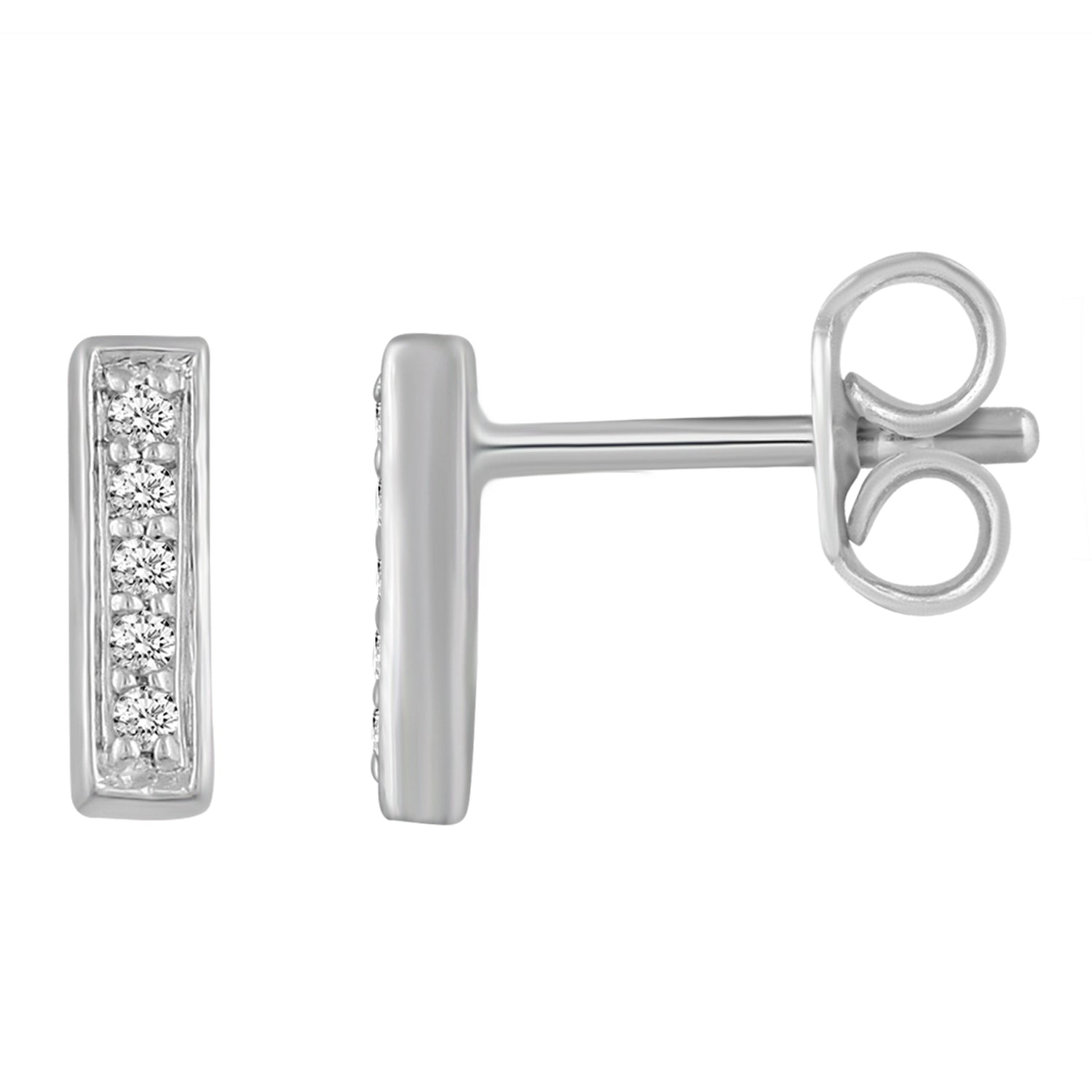 1/20 Ctw Natural Diamonds Bar Dainty Earrings in 925 Sterling Silver mother&