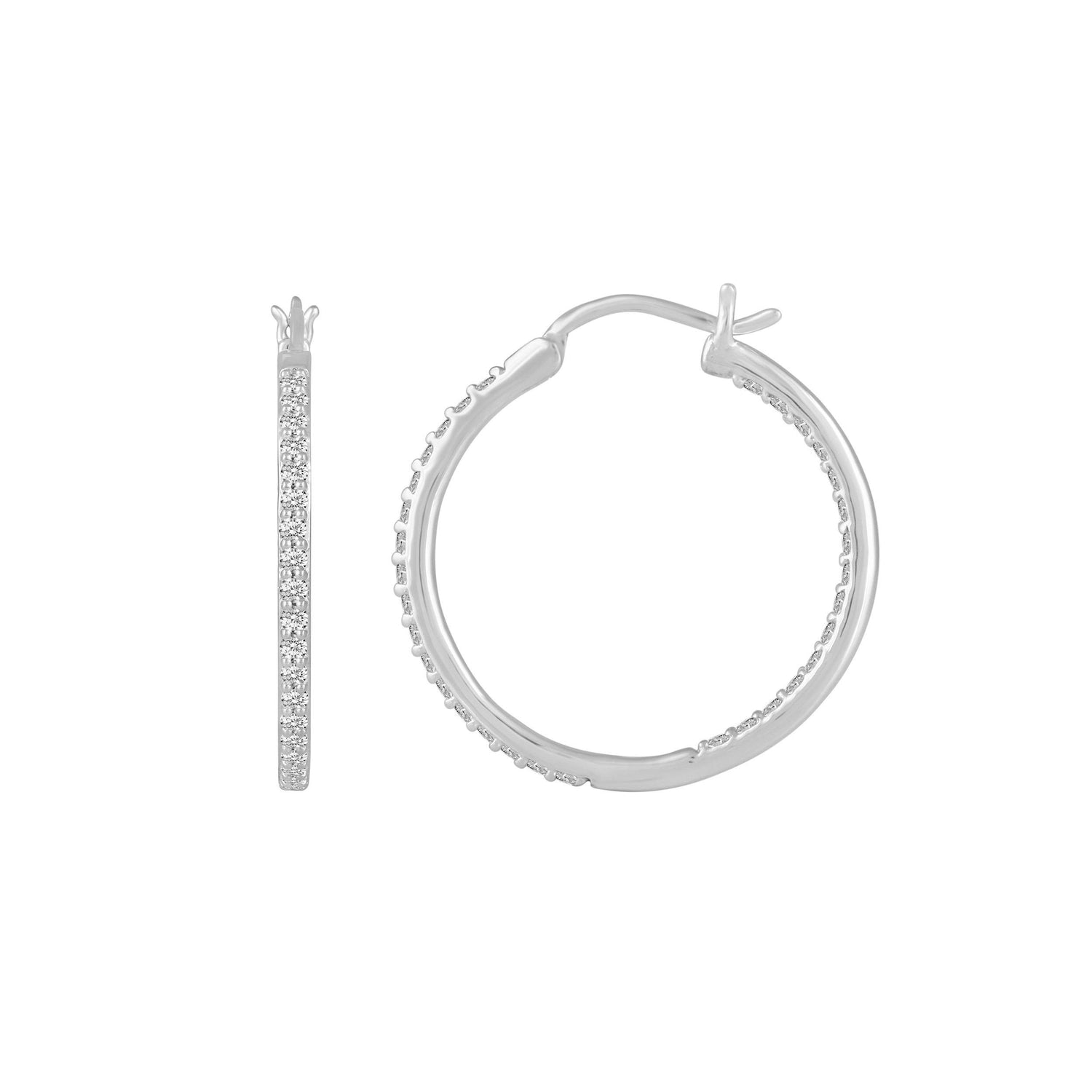 1/2ct tw Diamond Hoop Earrings in Sterling Silver - Fifth and Fine