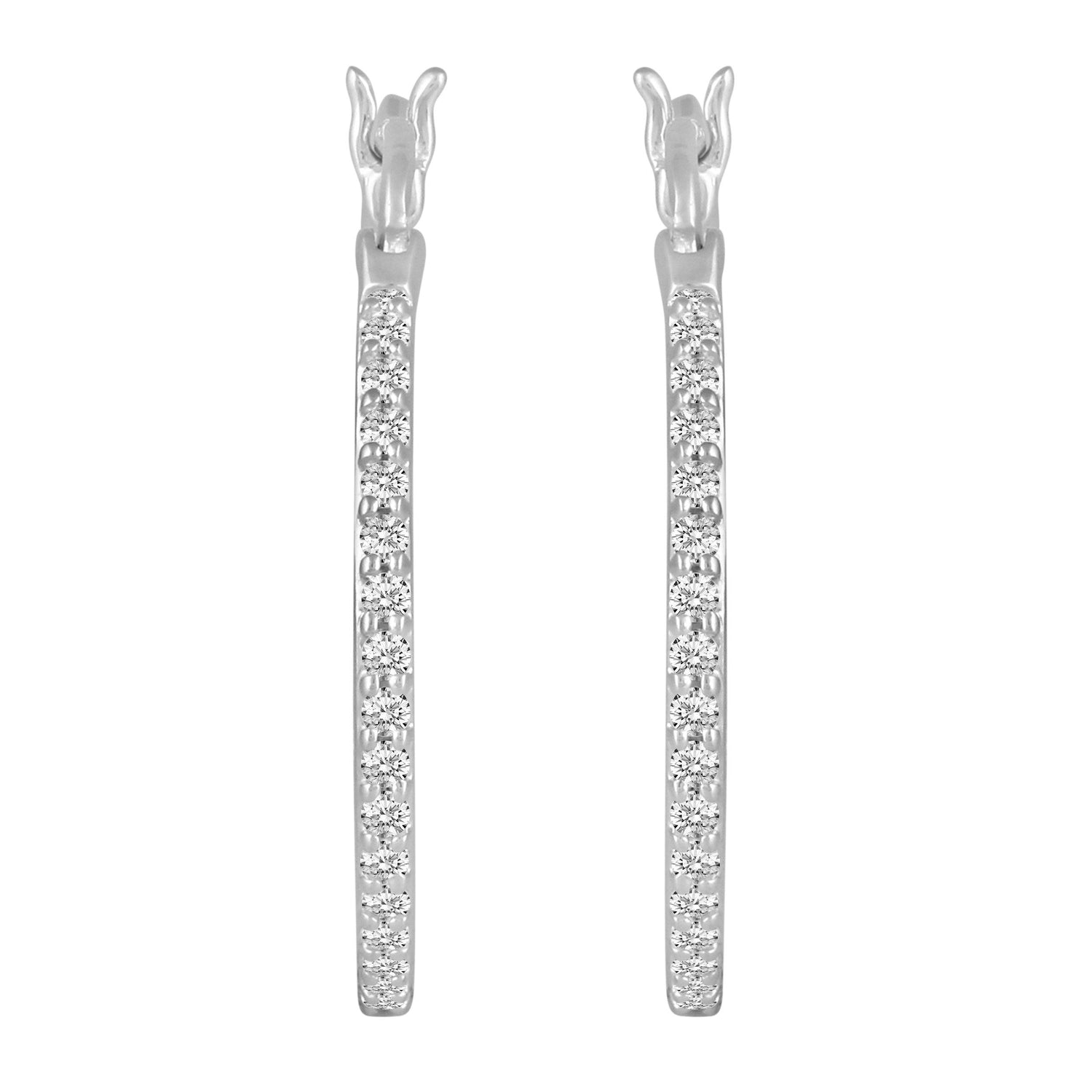 Diamond Hoop Earrings in Sterling Silver affordable cheap fine jewelry birthday gift 