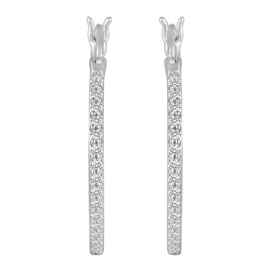 Diamond Hoop Earrings in Sterling Silver affordable cheap fine jewelry birthday gift