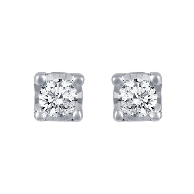 1/10ct TW to 1/4ct TW Natural Diamond Stud Earrings Set in Sterling Silver
