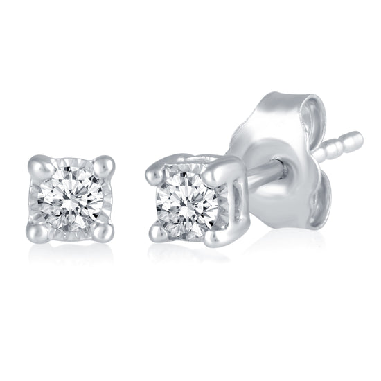 1/10ct TW to 1/4ct TW Natural Diamond Stud Earrings Set in Sterling Silver