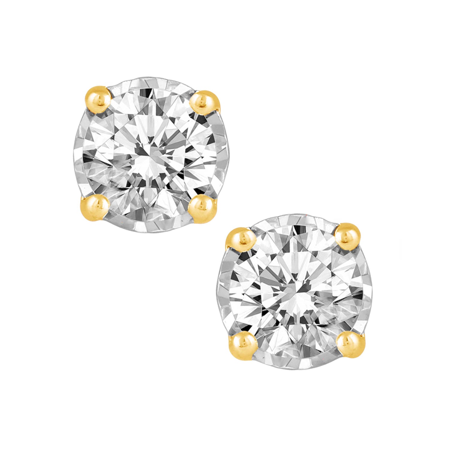 1 1/2ct TW (SI2-I1) Natural Diamond Earrings with side stones in14K White Gold/Yellow Gold