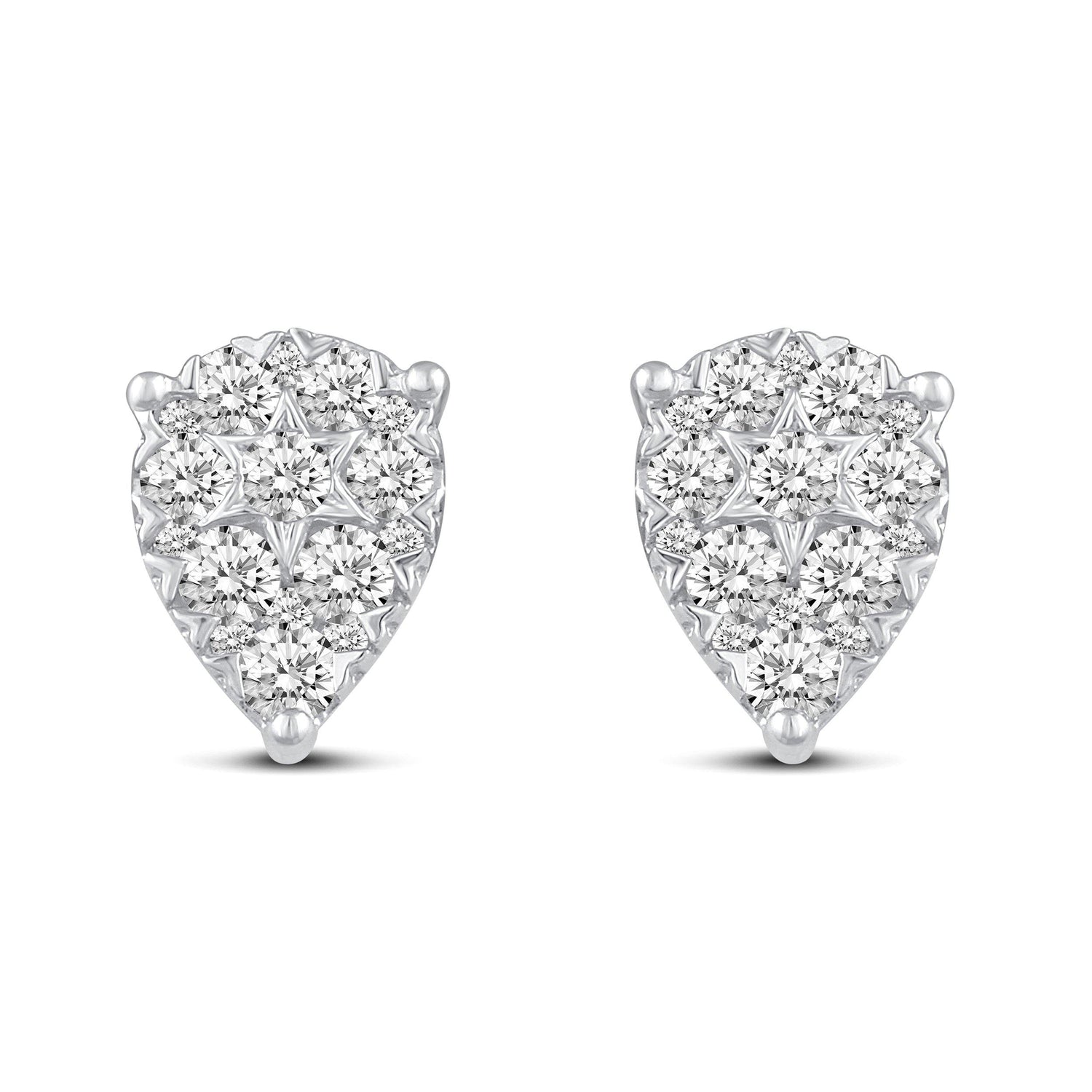 Star Motif 1.0 Cttw Natural Diamond Cluster Stud Earrings in Sterling Silver - Fifth and Fine