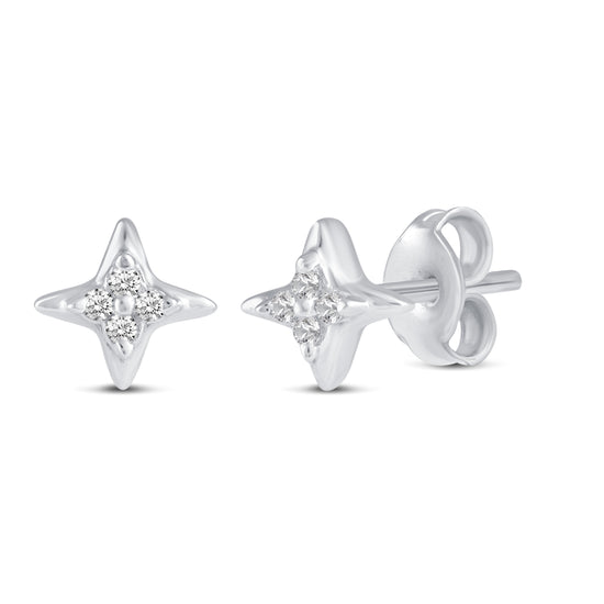 3 Pairs Set Ear Party 1/10 Cttw Natural Diamond Star Moon Lightning Bolt Stud Earrings in 925 Sterling Silver