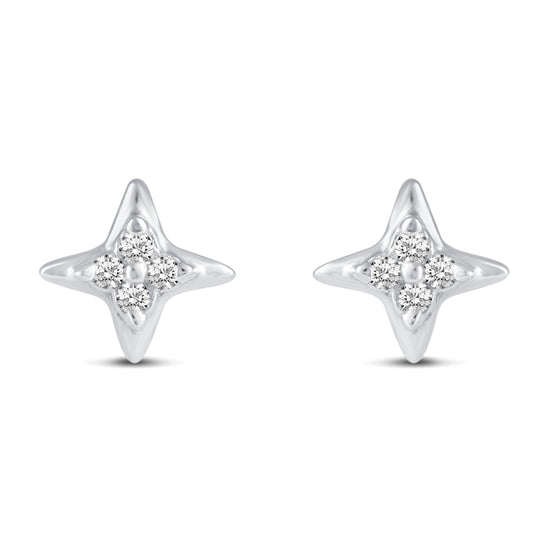 3 Pairs Set Ear Party 1/10 Cttw Natural Diamond Star Moon Lightning Bolt Stud Earrings in 925 Sterling Silver