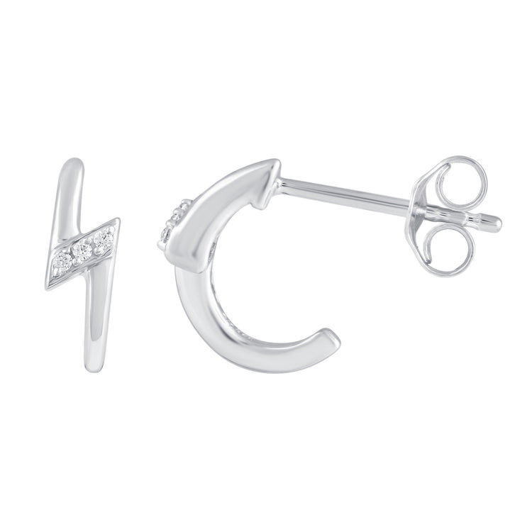 925 Sterling Silver Lightning Pendant, 925 Sterling Silver Stud Earrings