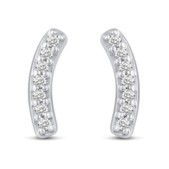 3 Pairs Set Ear Party 1/10 Cttw Natural Diamond Circle XO Curved Bar Stud Earrings in 925 Sterling Silver