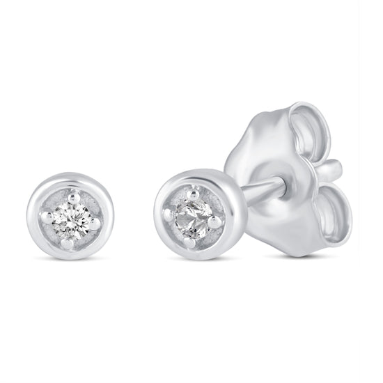 3 Pairs Set Ear Party 1/10 Cttw Natural Diamond Single Stone Sun Huggies Stud Earrings in 925 Sterling Silver