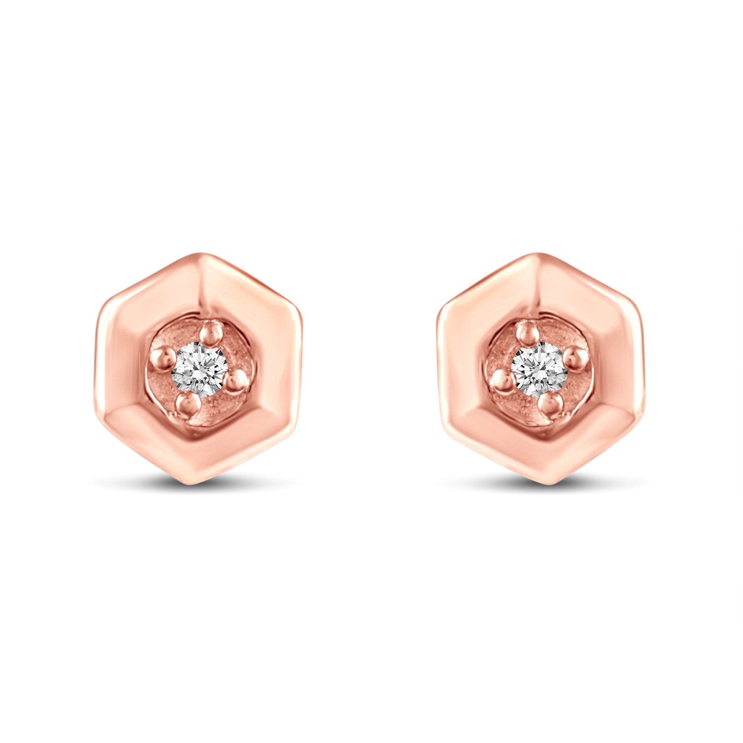 3 Pairs Set Ear Party 1/20 Cttw Natural Diamond Daisy Flower Hexagon Triangle Stud Earrings in 925 Sterling Silver