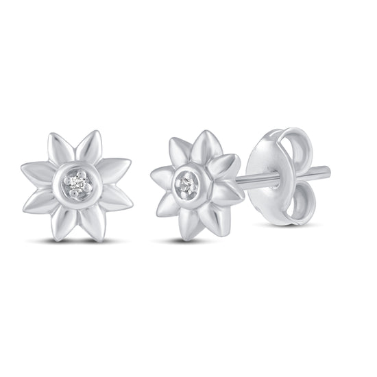 3 Pairs Set Ear Party 1/10 Cttw Natural Diamond Three Stone Bar Flower Marquise Flower Stud Earrings in 925 Sterling Silver
