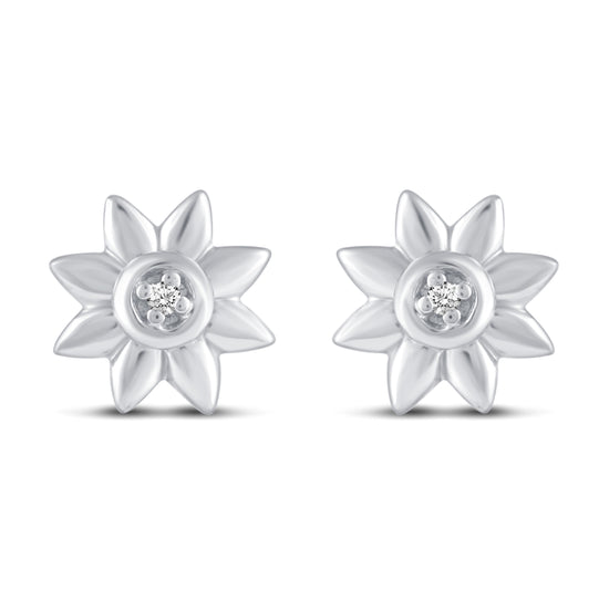 3 Pairs Set Ear Party 1/10 Cttw Natural Diamond Three Stone Bar Flower Marquise Flower Stud Earrings in 925 Sterling Silver