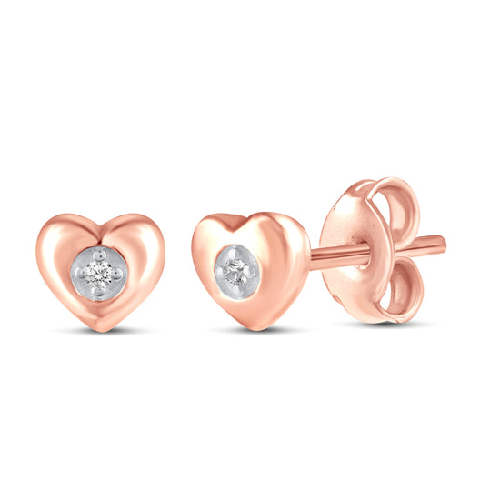 1/60 Cttw Natural Diamond Heart Stud Earrings in 925 Sterling Silver