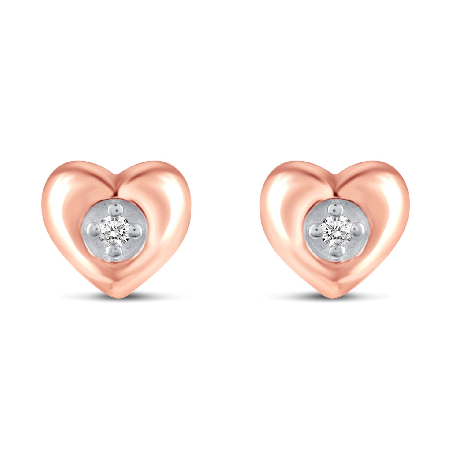 1/60 Cttw Natural Diamond Heart Stud Earrings in 925 Sterling Silver