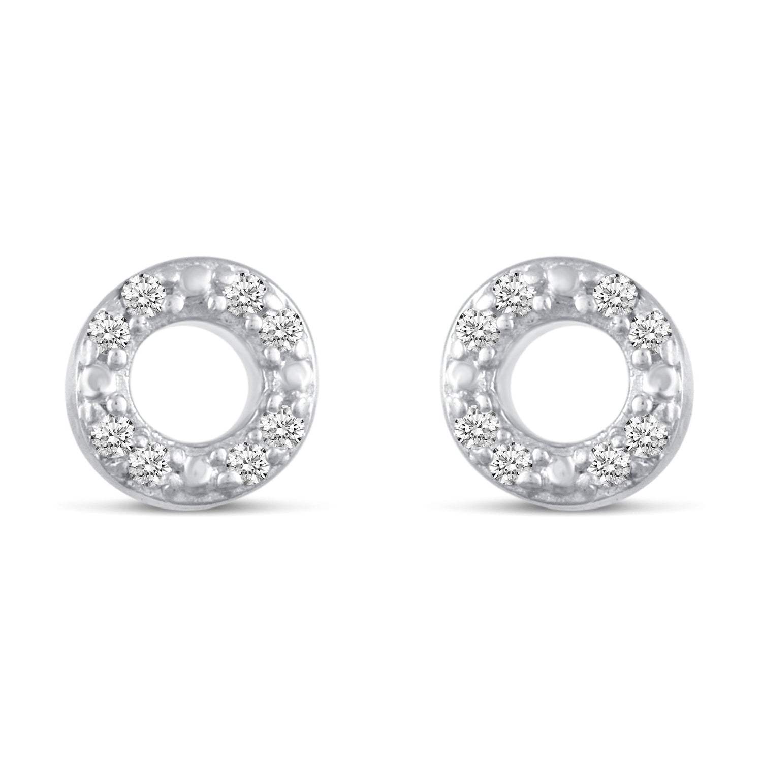 3 Pairs Set Ear Party 1/10 Cttw Natural Diamond Chevron Circle Diamond Shape Stud Earrings in 925 Sterling Silver