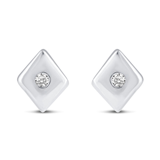 3 Pairs Set Ear Party 1/10 Cttw Natural Diamond Chevron Circle Diamond Shape Stud Earrings in 925 Sterling Silver