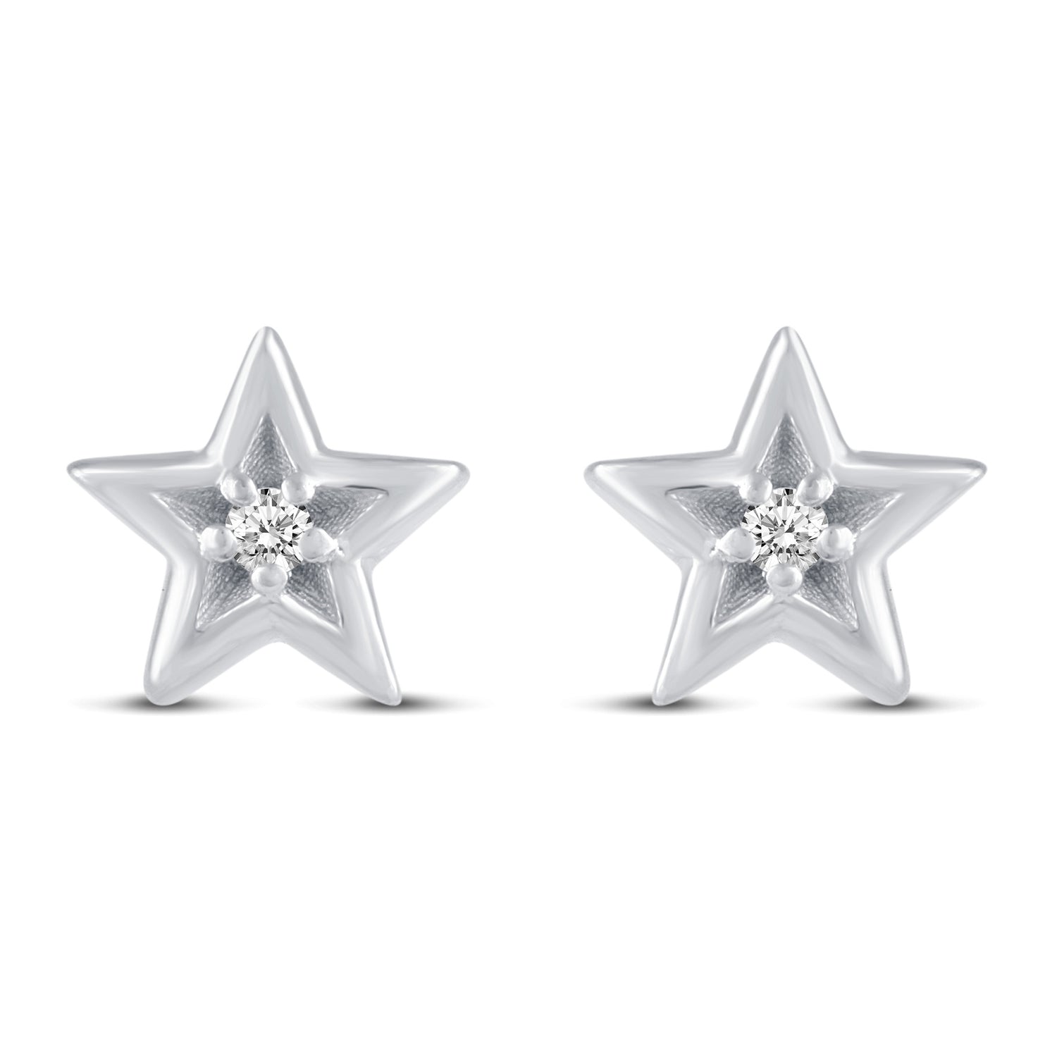 3 Pairs Set Ear Party 1/10 Cttw Natural Diamond Turtle Star Bezel Stud Earrings in 925 Sterling Silver