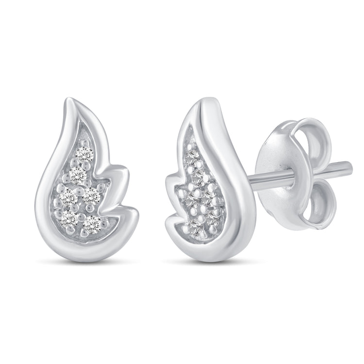 3 Pairs Set Ear Party 1/10 Cttw Natural Diamond Lightning Bolt Fish Angel Wing Stud Earrings in 925 Sterling Silver