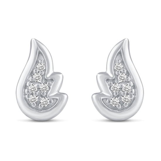 3 Pairs Set Ear Party 1/10 Cttw Natural Diamond Lightning Bolt Fish Angel Wing Stud Earrings in 925 Sterling Silver