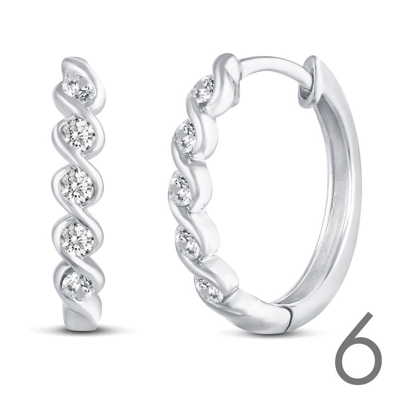 16 Design Diamond Hoops Earrings set in 925 Sterling Silver fine jewelry holiday birthday valentine day gift infinity
