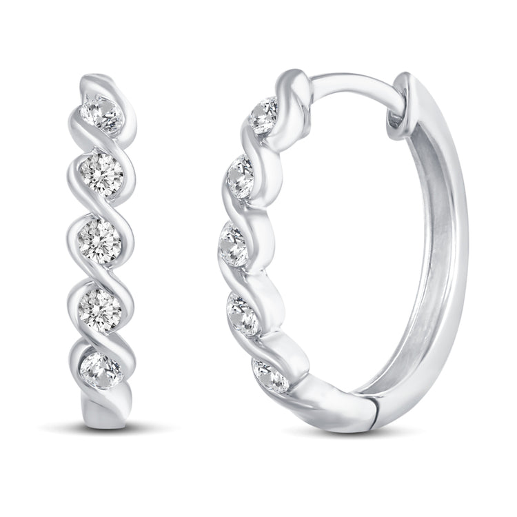 1/2 Cttw Diamond Infinity Hoop Earrings set in 925 Sterling Silver