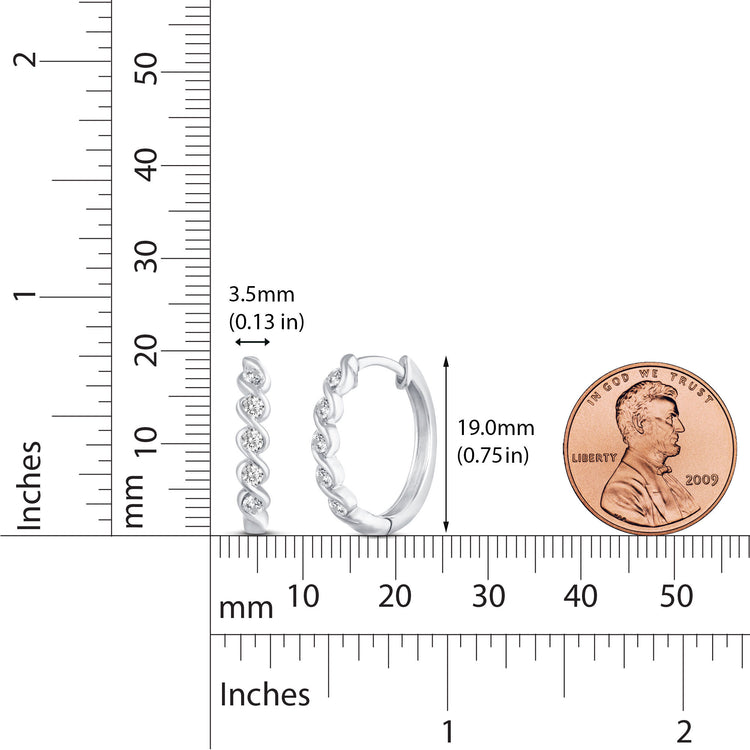 1/2 Cttw Diamond Infinity Hoop Earrings set in 925 Sterling Silver