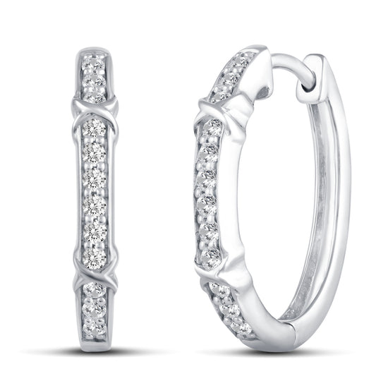 1/2 Cttw Diamond XO Hoop Earrings set in 925 Sterling Silver