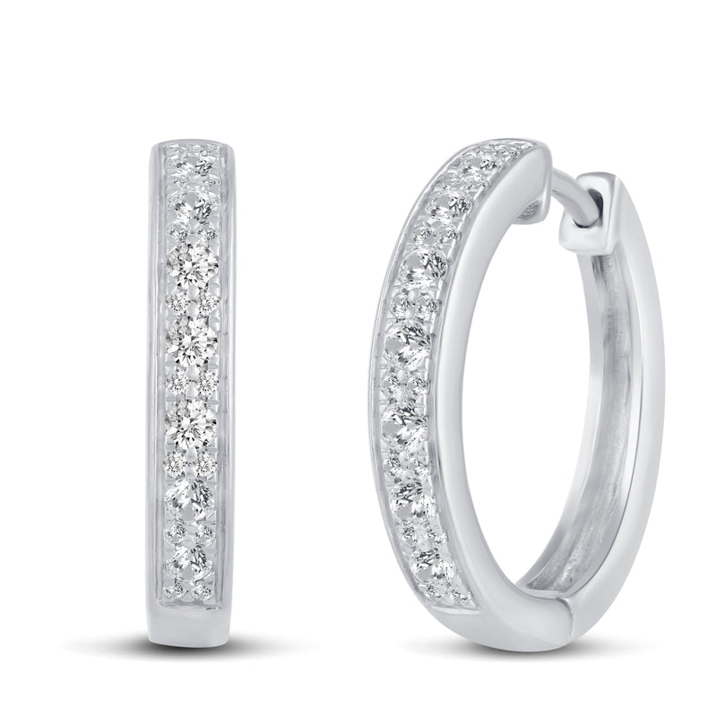 1/2 Cttw Diamond Channel-Set Hoop Earrings set in 925 Sterling Silver